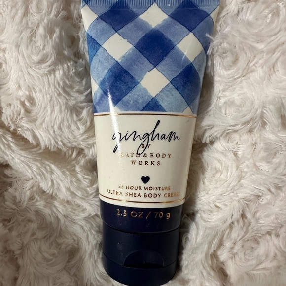 Bath & Body Works Other - Bath & Body Works Gingham Blue and White Body Cream